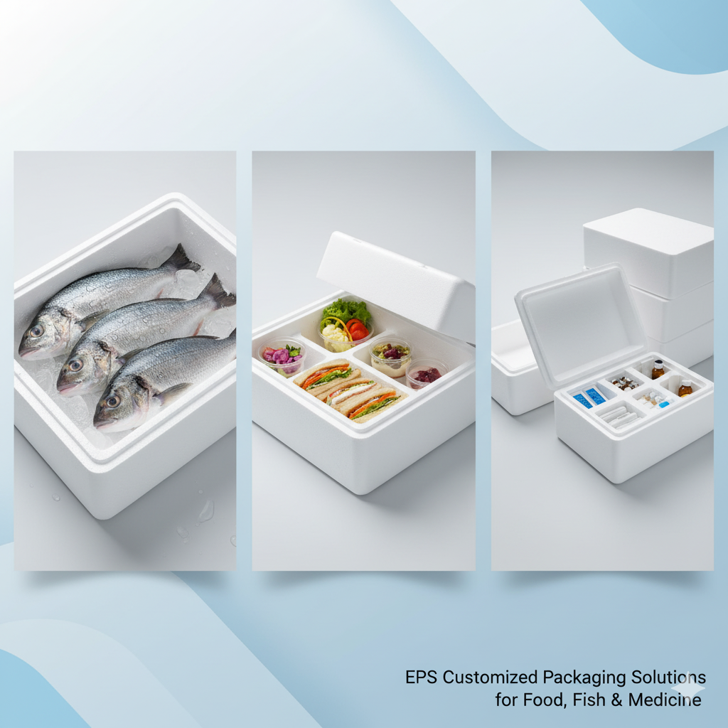 Customized white Expanded Polystyrene (EPS) packaging and protective foam inserts for fragile items and electronics. Custom-molded EPS packaging designed to absorb shock, secure valuable products, and ensure safe transit for electronics and fragile goods.